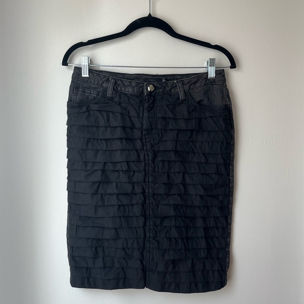 Women’s Bisou Bisou Ruffle Denim Midi Skirt Size 2